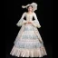 Vintage / Retro Medieval Champagne Ball Gown Prom Dresses 2021 U-Neck Long Sleeve Floor-Length / Long 3D Lace Embroidered Handmade  Lace Satin Cosplay Formal Dresses