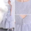 Chic / Beautiful Silver Evening Dresses  2017 A-Line / Princess U-Neck Lace Sleeveless Backless Pierced Evening Party Prom Dresses