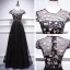 Chic / Beautiful Black Floor-Length / Long Evening Dresses  2018 A-Line / Princess U-Neck Tulle Appliques Backless Formal Dresses