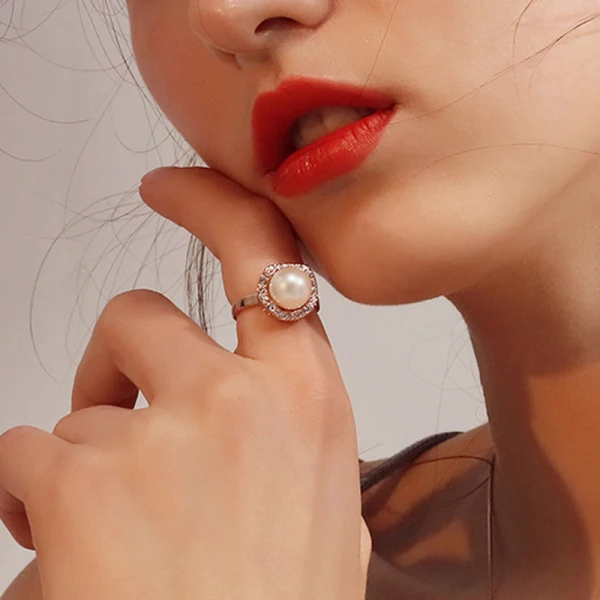 Lyx Silver Pärla Rhinestone Handgjort Måne Ringa Legering Smekmånad Festtåg Ringar 2019 Tillbehör