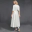 Modest / Simple White Evening Dresses  2020 A-Line / Princess Deep V-Neck 1/2 Sleeves Satin Zipper Tea-length Evening Party Formal Dresses