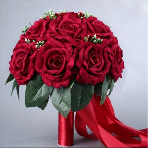 Classique Élégant Bordeaux Bouquet De Mariée 2020 Fleur Tissu La Mariée Mariage Promo Accessorize