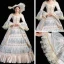 Vintage / Retro Medieval Champagne Ball Gown Prom Dresses 2021 U-Neck Long Sleeve Floor-Length / Long 3D Lace Embroidered Handmade  Lace Satin Cosplay Formal Dresses