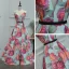 Flower Fairy Multi-Colors Floor-Length / Long Evening Dresses  2018 A-Line / Princess V-Neck Charmeuse Backless Printing Evening Party Prom Dresses