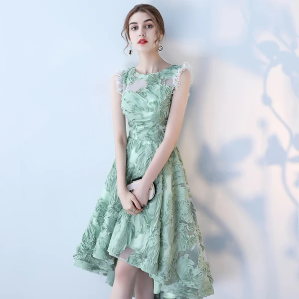 Unique 2017 Vert Robe De Soirée Dentelle U-Cou Percé de retour Robe De Ceremonie
