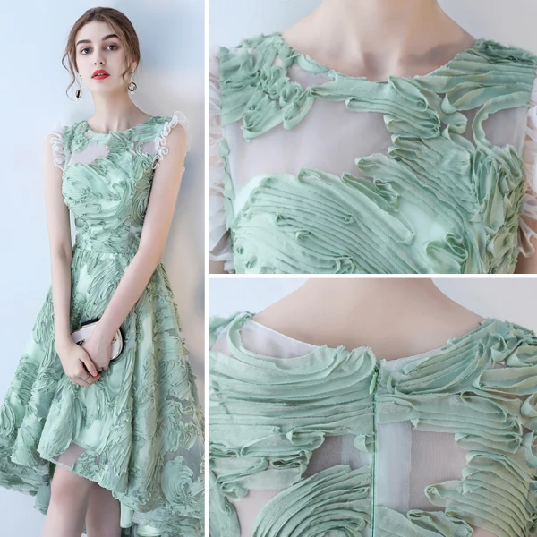 Unique 2017 Vert Robe De Soirée Dentelle U-Cou Percé de retour Robe De Ceremonie