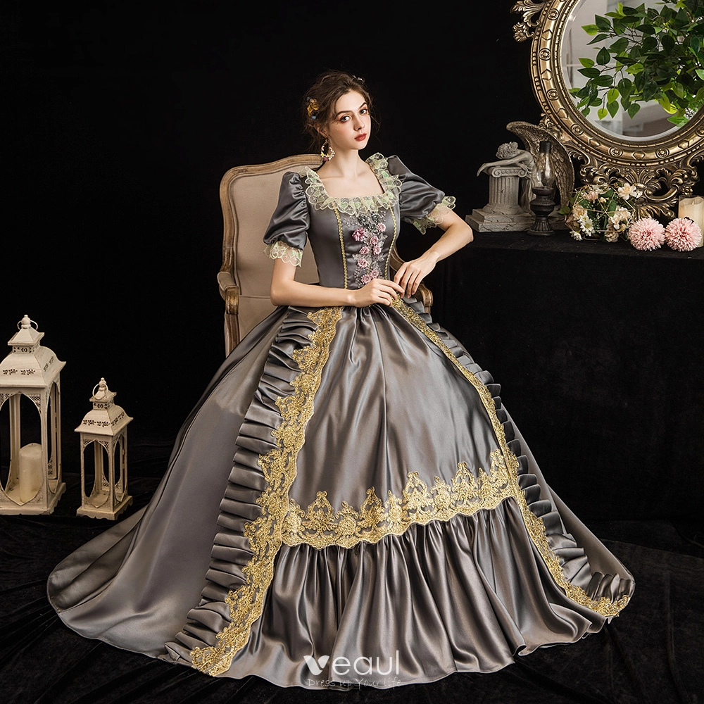 Buy Grey Dupion V Neck Embroidered Ball Gown For Women by Masumi Mewawalla  Online at Aza Fashions.