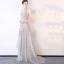 Chic / Beautiful Silver Evening Dresses  2017 A-Line / Princess Tulle Halter Backless Zipper Pierced Beach Evening Party Formal Dresses