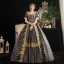 Vintage / Retro Medieval Gothic Grey Ball Gown Prom Dresses 2021 Square Neckline Short Sleeve Floor-Length / Long Beading Pearl Handmade  Flower Cosplay Prom Formal Dresses
