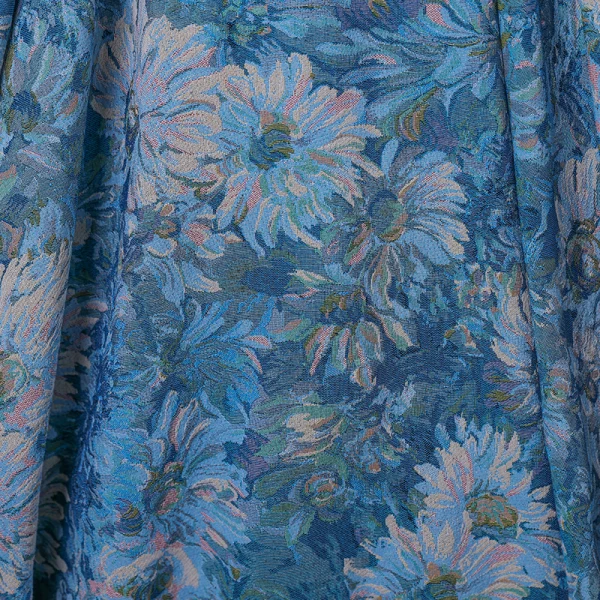 Vintage / Retro Ocean Blue Printing Prom Dresses 2022 Ball Gown Strapless Puffy Short Sleeve Backless Sash Floor-Length / Long Prom Formal Dresses