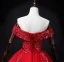 Chic / Beautiful Red Beading Sequins Pearl Rhinestone Prom Dresses 2022 Ball Gown Off-The-Shoulder Short Sleeve Backless Floor-Length / Long Prom Formal Dresses