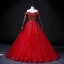 Chic / Beautiful Red Beading Sequins Pearl Rhinestone Prom Dresses 2022 Ball Gown Off-The-Shoulder Short Sleeve Backless Floor-Length / Long Prom Formal Dresses