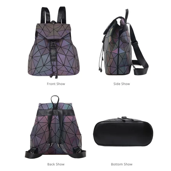 3-piece Rainbow Luminous Geometric Shoulder Bags Backpacks Wallet 2021 Multi-Colors Street Wear Casual Holographic Reflective Women's Bags