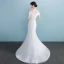 Chic / Beautiful Church Hall Wedding Dresses 2017 White Trumpet / Mermaid Court Train V-Neck Short Sleeve Backless Lace Appliques Rhinestone