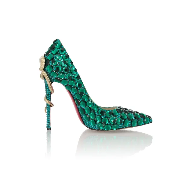Mode Abend Grün Strass Pumps 2022 Leder 10 cm Stilettos Spitzschuh Pumps Hochhackige