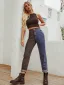Two Tone Women Denim Pants 2021 Multi-Colors Patchwork Casual Ankle Length Bottoms