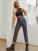 Two Tone Women Denim Pants 2021 Multi-Colors Patchwork Casual Ankle Length Bottoms