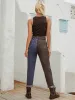 Two Tone Women Denim Pants 2021 Multi-Colors Patchwork Casual Ankle Length Bottoms