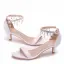 Chic / Beautiful White Pearl Rhinestone Tassel Wedding Shoes 2023 5 cm Stiletto Heels Ankle Strap Open / Peep Toe Wedding Sandals High Heels