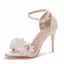 Fashion Summer White Appliques Ankle Strap Outdoor / Garden Womens Sandals 2023 9 cm Stiletto Heels Open / Peep Toe Sandals High Heels