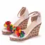 Chic / Beautiful Multi-Colors Appliques White Braid Street Wear Womens Sandals 2025 9 cm Wedges Open / Peep Toe Sandals High Heels