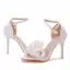 Fashion Summer White Appliques Ankle Strap Outdoor / Garden Womens Sandals 2023 9 cm Stiletto Heels Open / Peep Toe Sandals High Heels