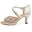 Schöne Champagner Strass Latein Tanzschuhe 2022 X-Riemen 7 cm Stilettos Peeptoes Ball Sandaletten Hochhackige