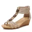 Roman Black Street Wear Womens Sandals 2022 T-Strap 5 cm Wedges Open / Peep Toe Sandals