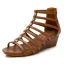 Vintage / Retro Roman Summer Brown Street Wear Womens Sandals 2022 5 cm Wedges T-Strap Open / Peep Toe Sandals