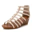 Vintage / Retro Roman Summer Brown Street Wear Womens Sandals 2022 5 cm Wedges T-Strap Open / Peep Toe Sandals