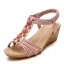 Sexy Sky Blue Street Wear Pearl T-Strap Womens Sandals 2022 5 cm Wedges Open / Peep Toe Sandals