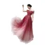 Chic / Beautiful Burgundy Handmade  Beading Evening Dresses 2022 A-Line / Princess Off-The-Shoulder Short Sleeve Sash Backless Floor-Length / Long Formal Dresses