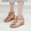 Bohemia Beige Street Wear Summer Womens Sandals 2022 T-Strap Flower 5 cm Wedges Open / Peep Toe Sandals