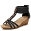 Roman Black Street Wear Womens Sandals 2022 T-Strap 5 cm Wedges Open / Peep Toe Sandals