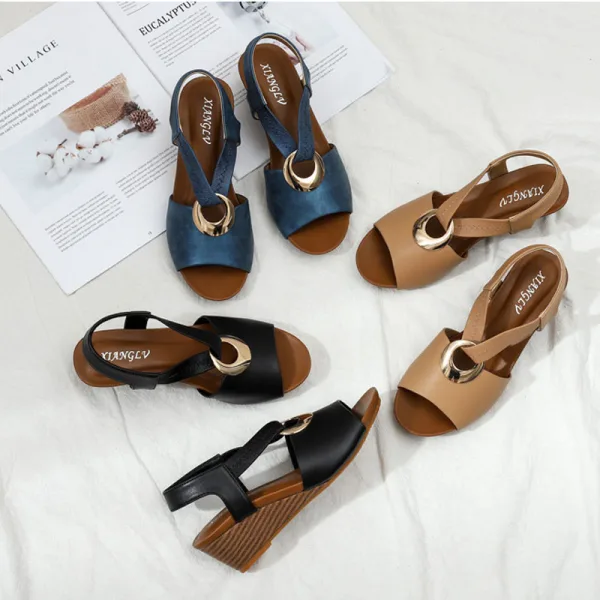 Chic / Beautiful Black Street Wear Womens Sandals 2022 5 cm Wedges Open / Peep Toe Sandals