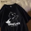 Summer Street Wear White Cartoon Loose T-Shirts 2021 Cotton Scoop Neck Short Sleeve Women's Tops