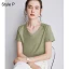 Modest / Simple Summer Casual OL White Regular T-Shirts 2021 Cotton V-Neck Short Sleeve Women's Tops T-shirt