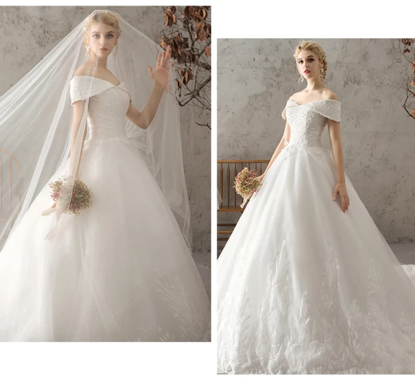 Abordable Ivoire Robe De Mariée 2018 Robe Boule En Dentelle Fleur Perle Faux Diamant Paillettes Dos Nu Chapel Train