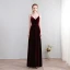 Modest / Simple Floor-Length / Long Burgundy Evening Dresses  2018 A-Line / Princess V-Neck X-Strap Backless Evening Party Formal Dresses