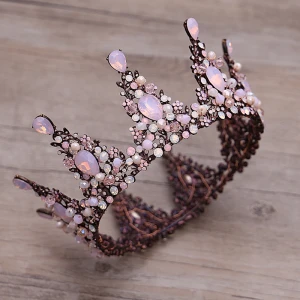 Klassieke Elegante Candy Roze Bruidssieraden 2017 Metaal Kralen Kristal Rhinestone Haaraccessoires Huwelijk Gala Accessoires