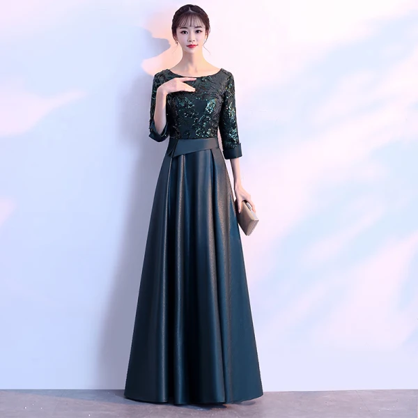 Chic / Beautiful Gold Evening Dresses  2018 A-Line / Princess Charmeuse U-Neck Beading Sequins Zipper Glitter Evening Party Formal Dresses