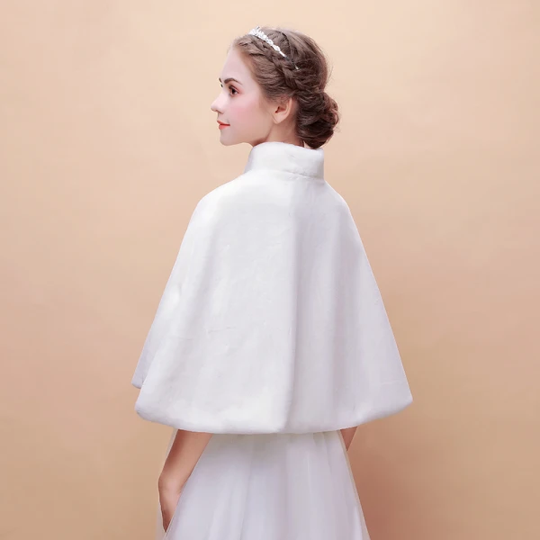 Blanche Hiver Col Haut Fausse Fourrure Mariage Promo Manteaux / vestes 2017