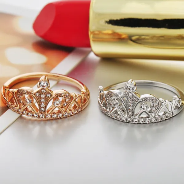 Eenvoudige Goud Rhinestone Kroon Geloof Ring Legering Schoonheidswedstrijd Avond Ringen 2019 Accessoires