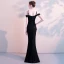 Modern / Fashion Sexy Black Floor-Length / Long Evening Dresses  2018 Trumpet / Mermaid Charmeuse Backless Beading Rhinestone Formal Dresses