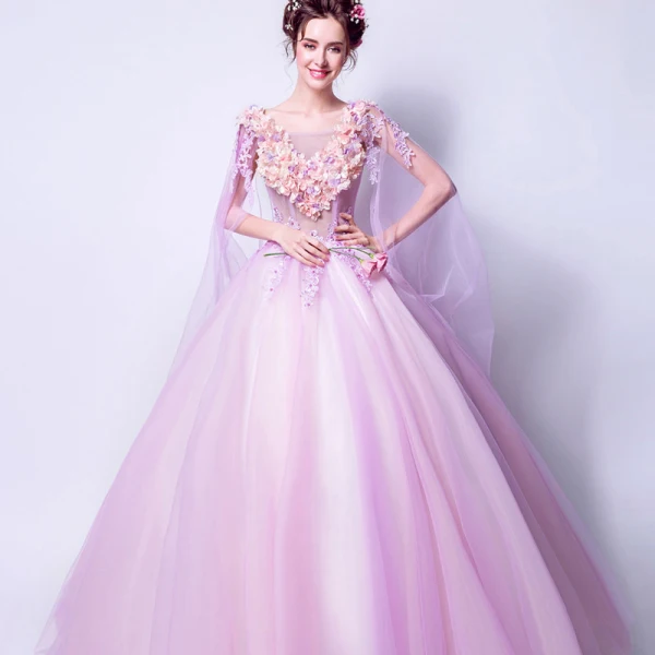 Chic / Beautiful 2017 Purple Evening Dresses V-Neck Lace Appliques Backless Handmade Ball Gown Prom Dresses
