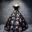 Chic / Beautiful Black Prom Dresses 2017 A-Line / Princess Strapless Backless Printing Evening Party Evening Dresses