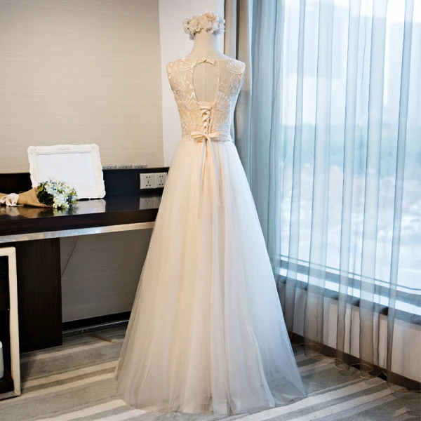 Chic / Beautiful 2 Piece Champagne Evening Dresses 2017 A-Line / Princess U-Neck Lace Butterfly Appliques Backless Homecoming Graduation Dresses