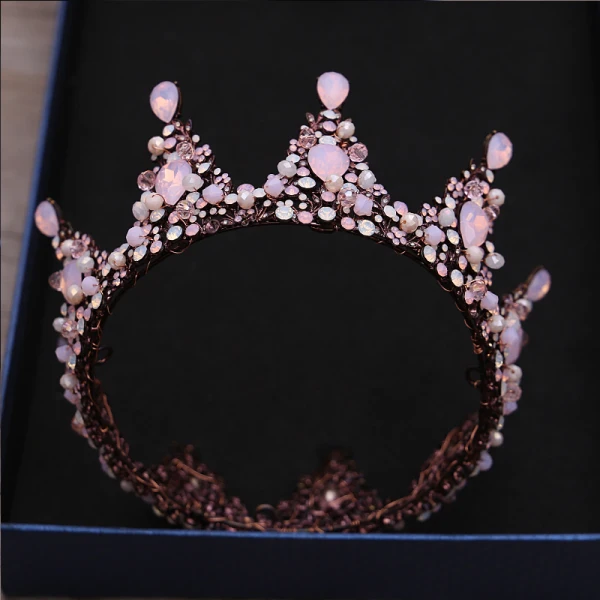 Classic Elegant Candy Pink Bridal Jewelry 2017 Metal Beading Crystal Rhinestone Headpieces Wedding Prom Accessories