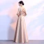 Chic / Beautiful Gold Evening Dresses  2018 A-Line / Princess Charmeuse U-Neck Beading Sequins Zipper Glitter Evening Party Formal Dresses
