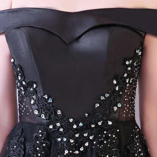 Modern / Fashion Black Evening Dresses 2018 A-Line / Princess Lace Strapless Appliques Beading Backless Evening Party Formal Dresses